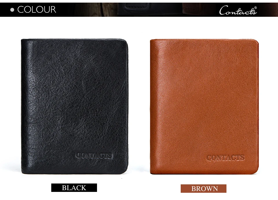 Contact's Men's Wallets Genuine Leather Bifold Top Quality Wallet For Mans Credit Card Holders Casual Man Short Wallets Portfel