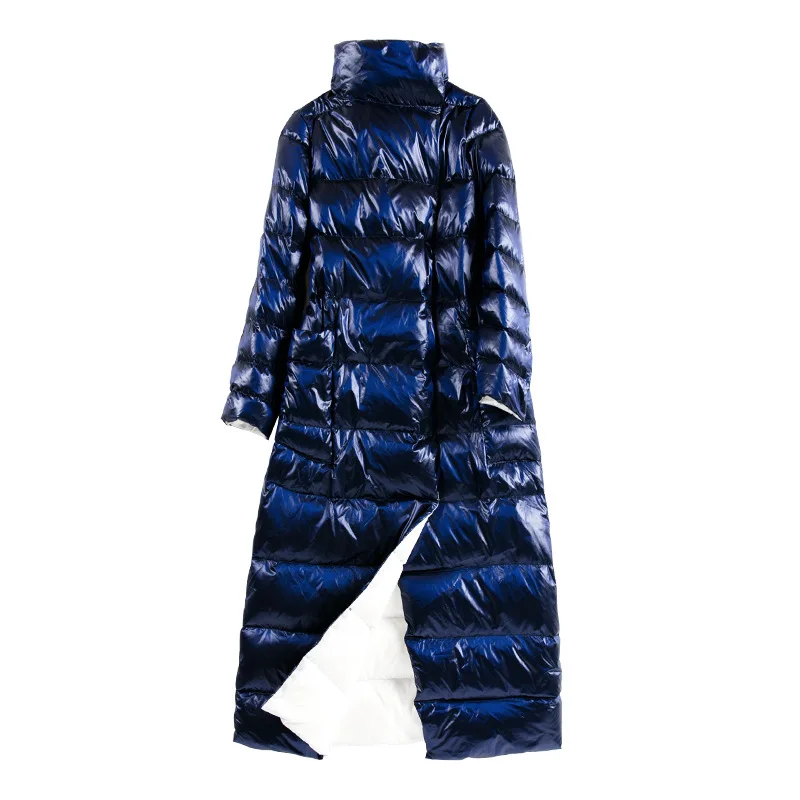 Two-faced down jacket women's knee long section winter new simple long-sleeved warm jacket bread service