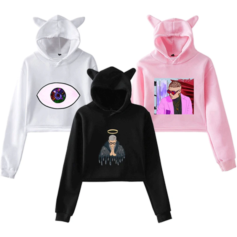 Женская толстовка с капюшоном принтом Bad Bunny модная повседневная хлопковая для