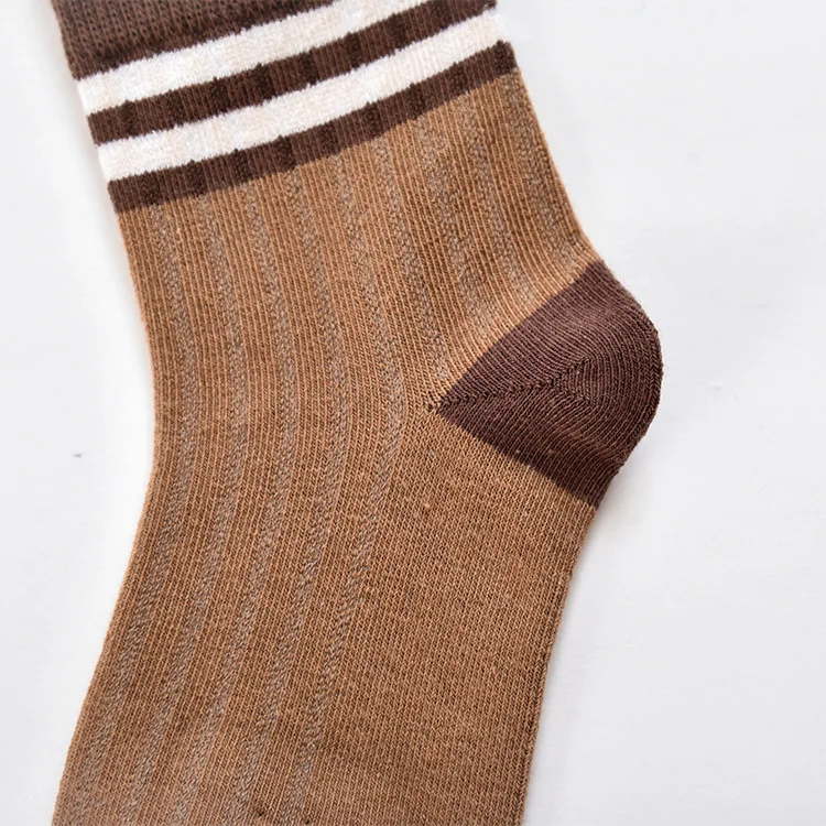 Mr Du Bear Children's Socks Autumn And Winter Crew Socks Parallel Bars Combed Cotton Kids Socks Simple Children's Socks Cute Stu