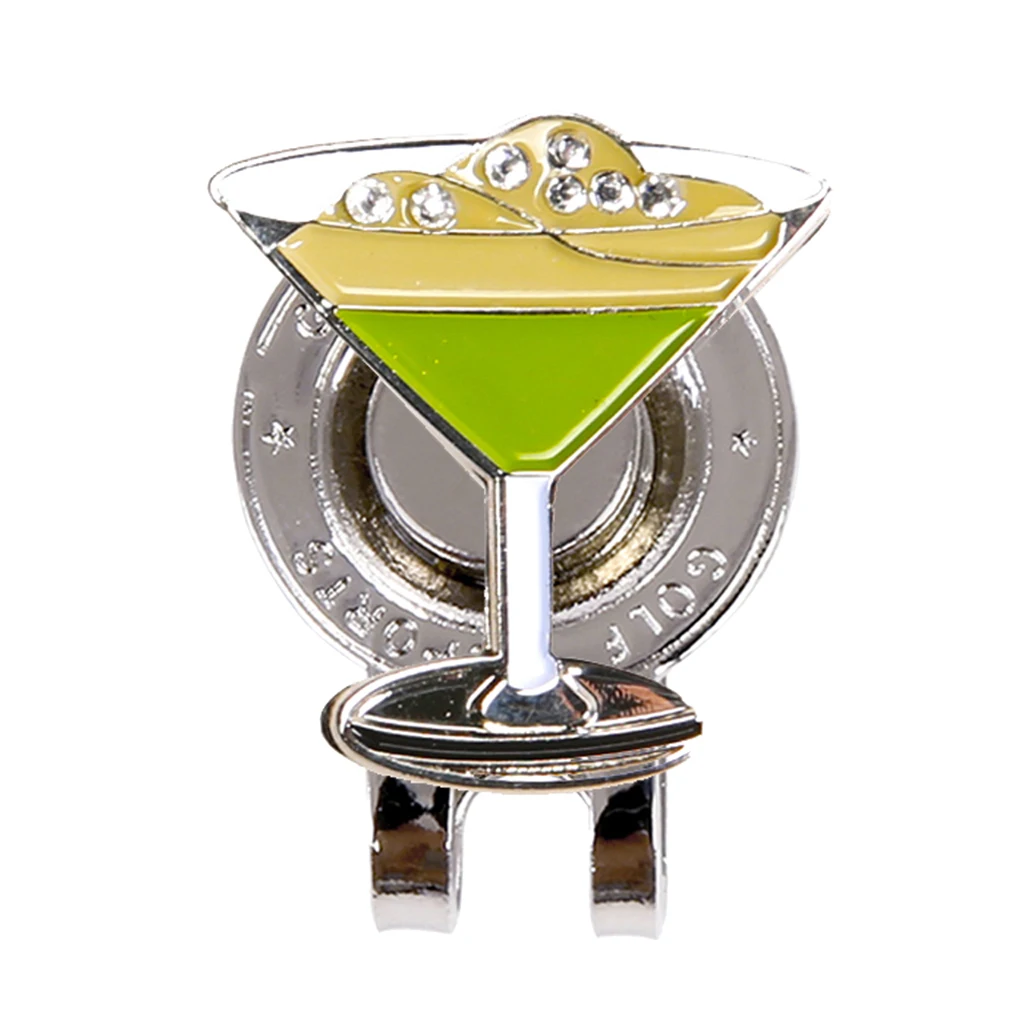 Golf Hat Clip with Detachable Magnetic Golf Marker Wine Glass Pattern Personalized Golf Hat Clips Golf Equipment