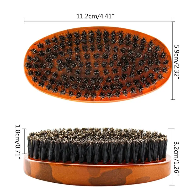 Wooden Handle Makeup Beard Mustache Brush for Men Wild Boar Bristle Hand Combs