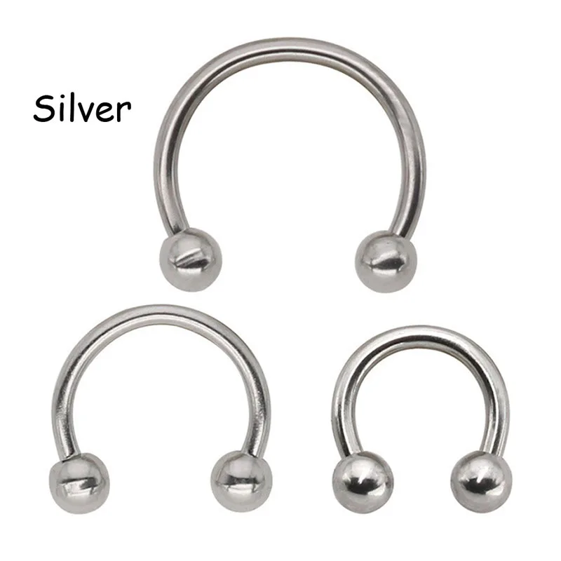 3pcs Stainless Steel Nose Hoop Ring Septum Lip Studs Cartilage Earrings Circular Tragus Ear Piercing Horseshoe Body Jewelry 16G