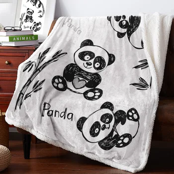 

Winter Cashmere Blanket Chinese Panda And Bamboo Warm Sherpa Blankets Fleece Super Soft Throw Sofa Bed Cover Bedspread