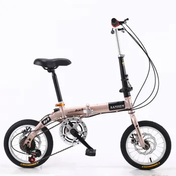 

14 inch portable folding bicycle for men and women for adults, children and students, variable speed disc brake bicycle road bik