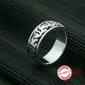 

S925 sterling silver men's ring personality fashion classic jewelry Exquisite fish rotating shape 2018 new gift lover's gift