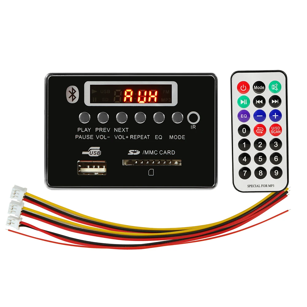 

Bluetooth 5.0 MP3 Bluetooth decode board plays lossless format audio, with FM USB SD card folder to play wood audio panel