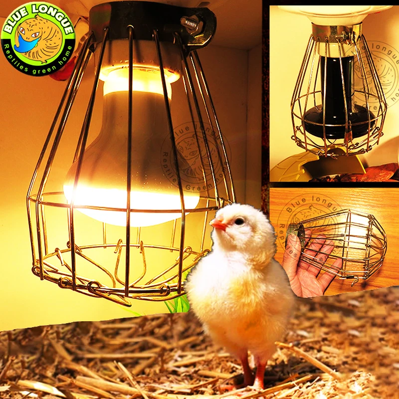 ¡Novedad! Lámpara solar antiincrustante de pollitos, patos, lámpara calefactora de codorniz, cubierta protectora antiincrustante, jaula de cables de hierro Cubiertas de lámpara Abrazadera de protección de bombilla  21