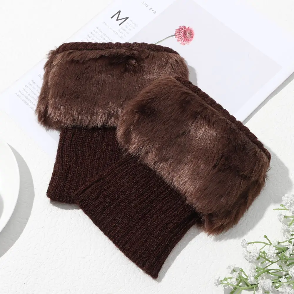 1 paar Neue Frauen Winter Stricken Beinlinge Boot Abdeckung Halten Warme Socken Einfarbig Kurze Socken Boot Wärmer Boot Topper – Detail 9