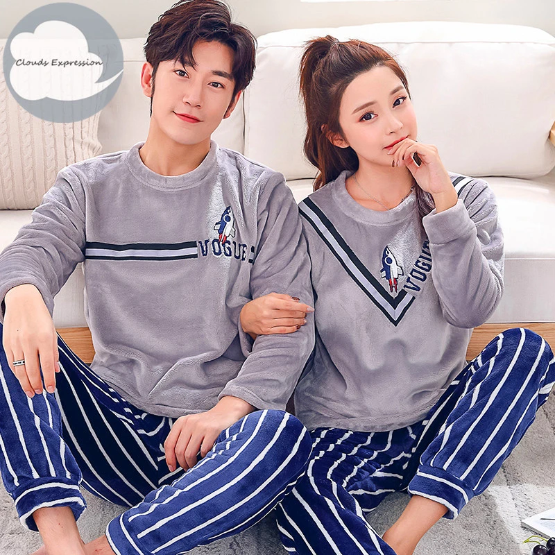 Pyjama Femme Hiver,Polaire Pyjama Hiver Filles Pyjamas Ensembles Mode Animal Lapin Pyjamas Pijama Costume Chemise De Nuit Vêtements De Maison 2 Pièces