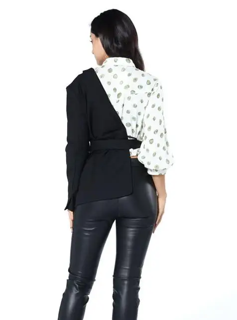 GetSpring Женский блейзер черный полублейзер куртки особый пояс дизайнерский