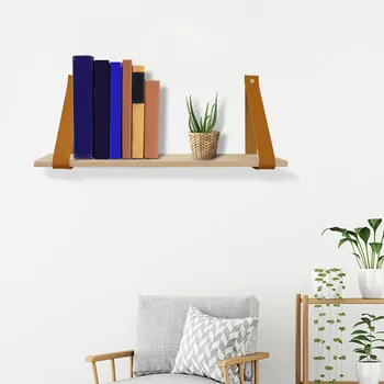 

Modern Wall Mounted Wooden Shelves Floating Storage Shelf DIY Bookshelves Pot Rack for Home Room Wall Hanging Display Decor