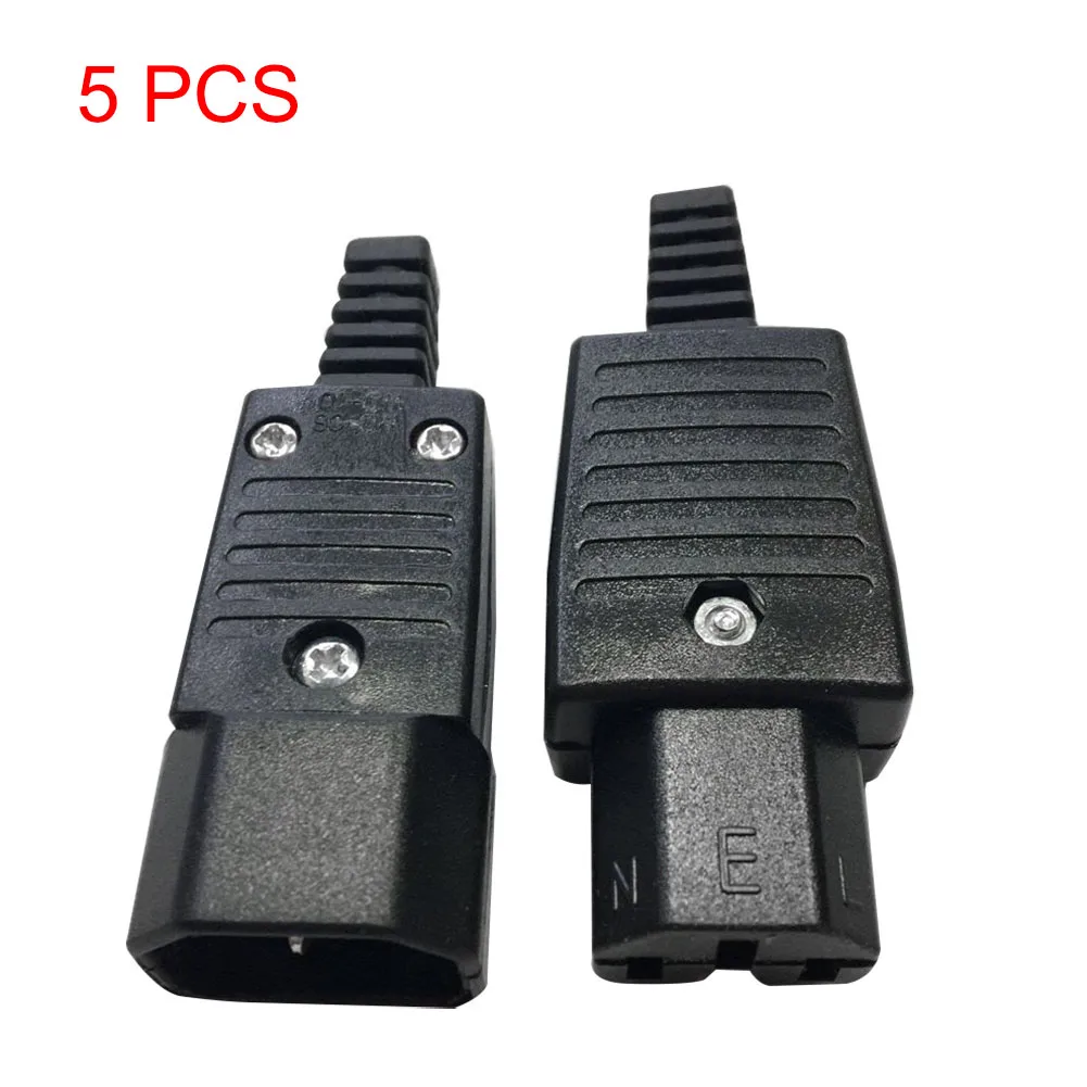 

5 Pairs IEC C14 Male+C13 Female Inline Rewirable Main Power Plug Connector AC 250V 10A TUE88