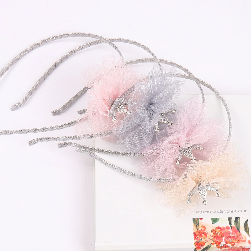 AHB/корейская детская корона принцессы ободок для девочек, изысканная сетчатая пряжа, обруч для волос, аксессуары для девочек, подарок