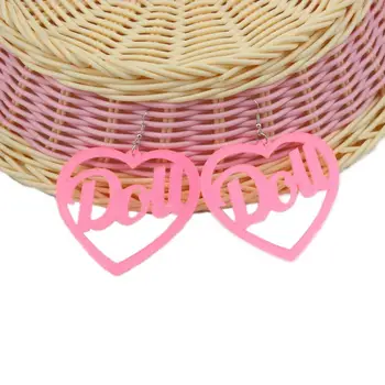 

Big Acrylic Hollow Heart Letter Drop Earrings Fashion Big Dangle Earrings For Women Three Colors