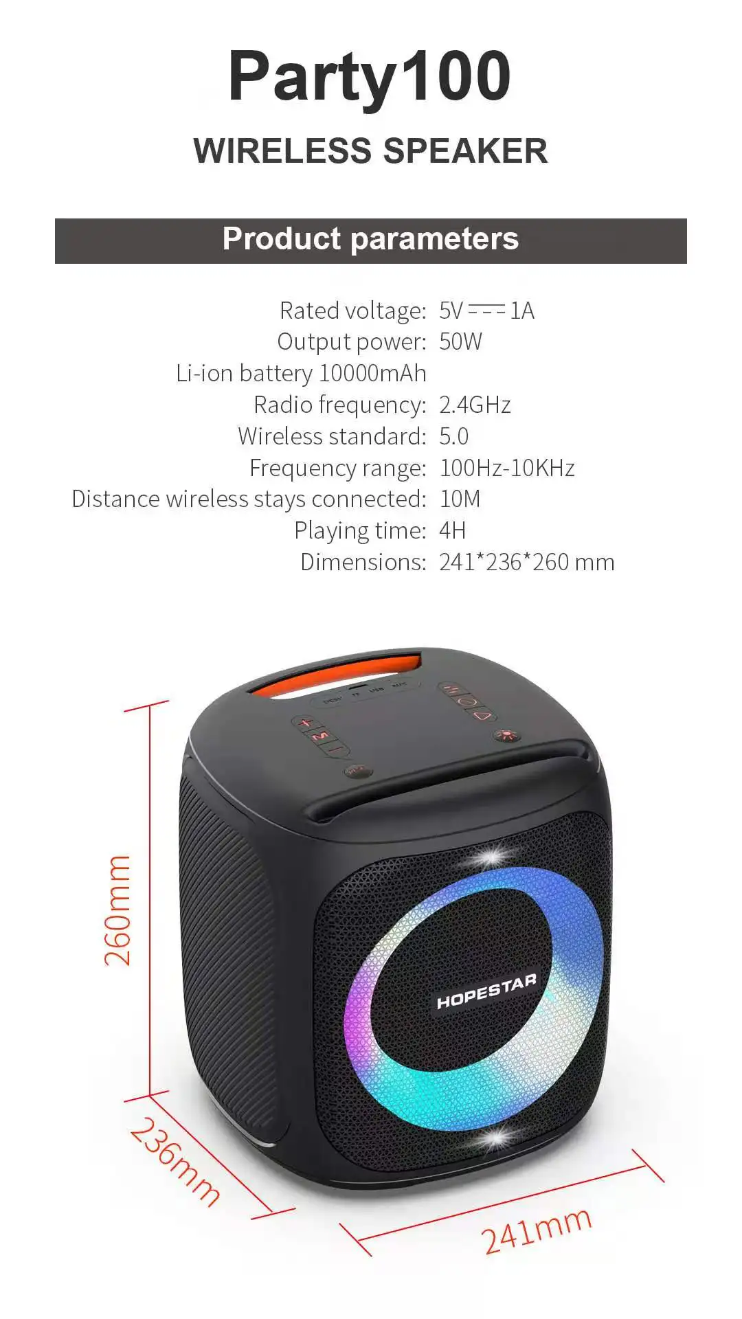 HOPESTAR Party 100 Mini Smart Wireless Bluetooth Speaker description image 8