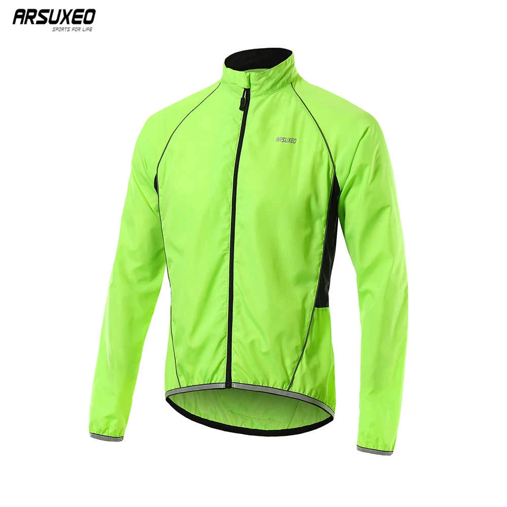 

ARSUXEO Men's Cycling Jackets windbreaker Waterproof Camping Hiking Bike Coat Sportswear Ultra Light Reflective 013