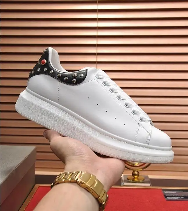 

Top quality man women brand Casual Shoes 4.5cm sequins vacuum thick bottom couples Sneakers Hot drill rive White shoe size 35-45