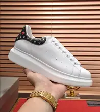 Top quality man women brand Casual Shoes 4.5cm sequins vacuum thick bottom couples Sneakers Hot drill rive White shoe size 35-45