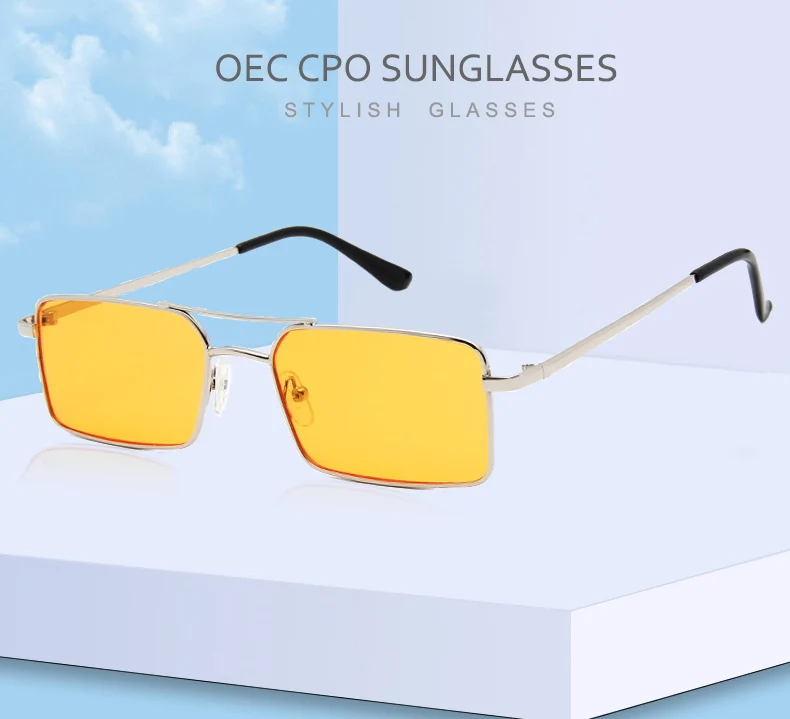 OEC CPO Vintage Square Metal Steampunk Sunglass Women Brand Designer Metal Punk Sun Glasses Driving Men Oculos De Sol O156