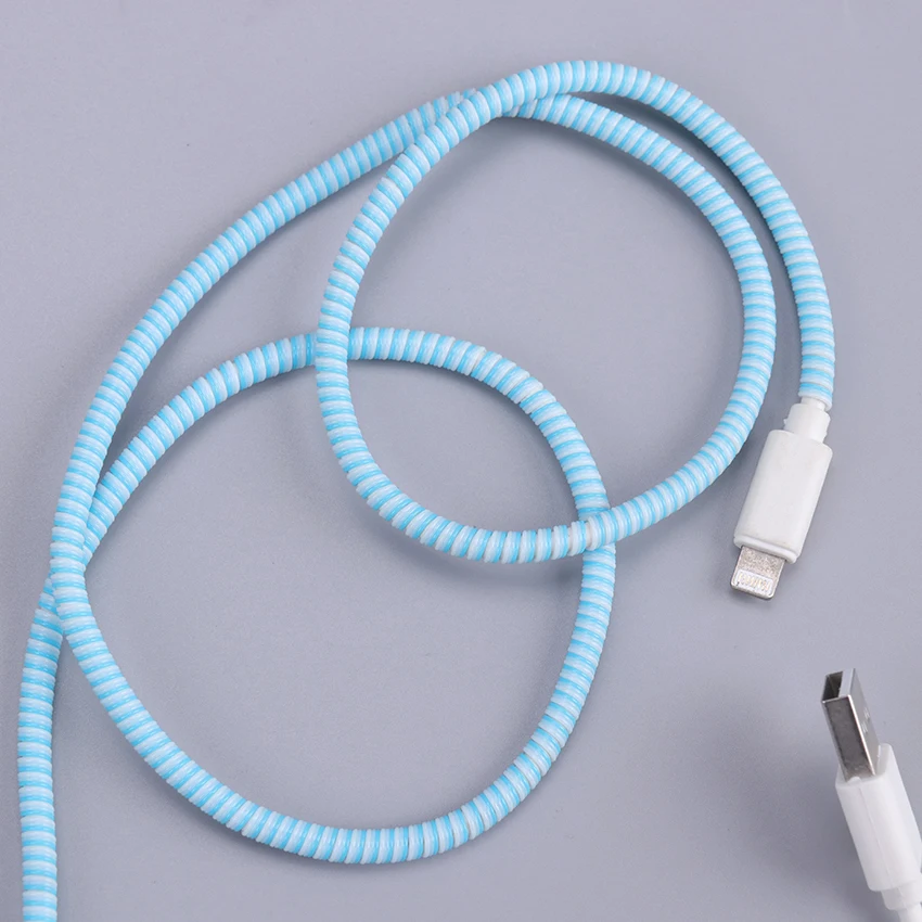 1.4m Color Phone Wire Cord Rope Protector Spring Protection Rope For USB Charging Cable Earphone Data Bobbin Winder