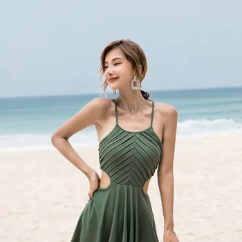 

Swiming Suit Women One Piece Swimwear 2019 Women's Bathing Swimsuits Woman Swimsuit Hot Korea Sexy Ins New Solid Polyester