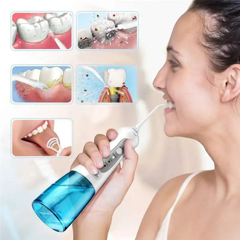 Tanie Xiaowei W1 300ML przenośny bezprzewodowy elektryczny irygator do jamy ustnej irygator do zębów strumień wody pod ciśnieniem wykałaczka 3 tryby wodoodporny środek czyszczący