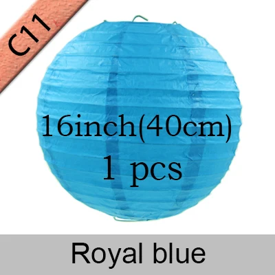 1 шт. 16 дюймов Большой круглый бумажный фонарь FRENEZA свадебные и вечерние для дома садовые украшения Китай lampion прямые продажи с фабрики 40 см - Цвет: Royal blue-1PCS