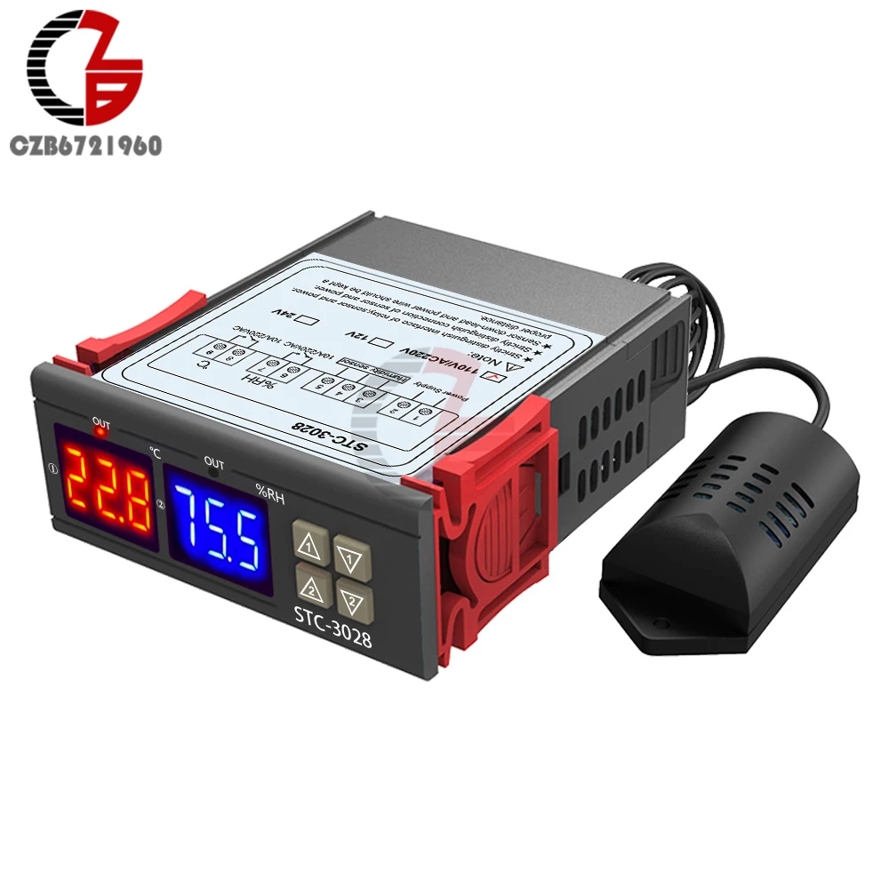 STC-3028 AC 110 V-220 V цифровой регулятор влажности воздуха термостат гигростат термометром и гигрометром декоративные часы для терморегулятор