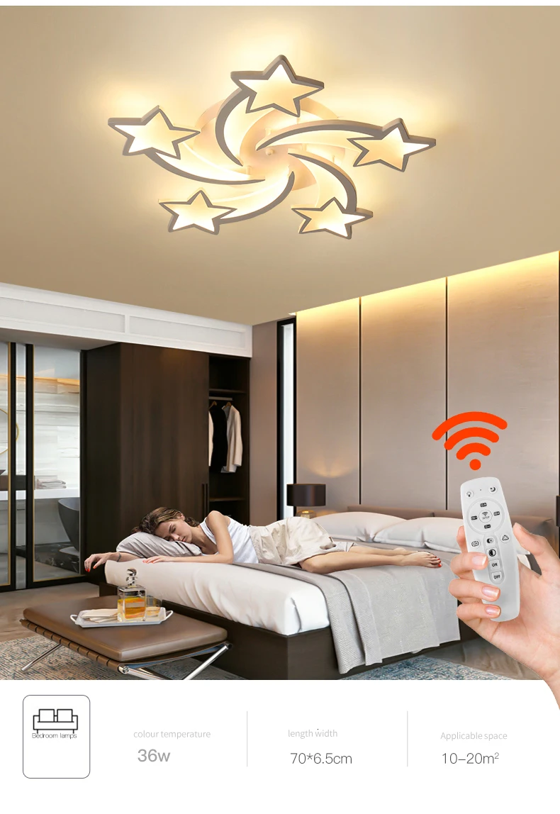 Modern Led Chandeliers For Living Room Kid's Bedroom Art Decor Home Indoor White Star Ceiling Lamps With Remote Control Lights globe chandelier