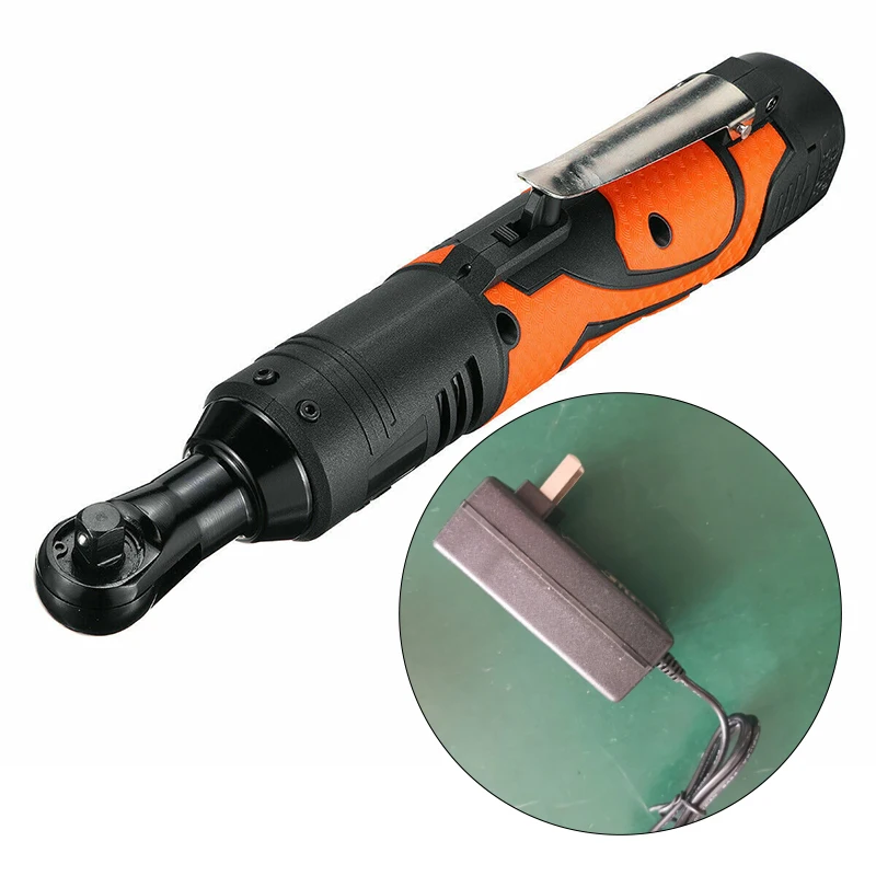 

1pc Right Angle Wrench Ratchet+1pc Charger+1pc User Manual 18V 60N/M 3/8inch Cordless Electric With Charger US/UK/EU Plug