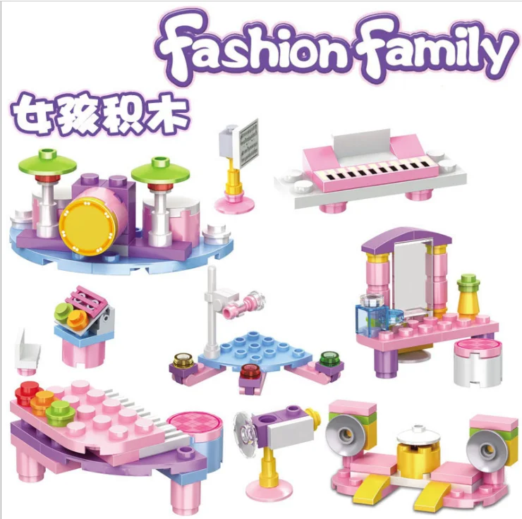 6 Pcs/Lot City Creator Friends Fairy Princess Star House Open Stage Building Stacking Block Toys Gift for Girls