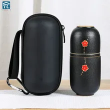 Портативный дорожный чайный набор кунг-фу Автомобильная керамическая чашка с фильтром чайные чашки китайская чайная посуда чайник Gaiwan черный фаянсовый чайный сервиз