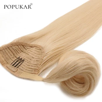 

Popukar straight remy hair #60 platinum blonde unprocessed raw indian temple ponytail extensions human hair