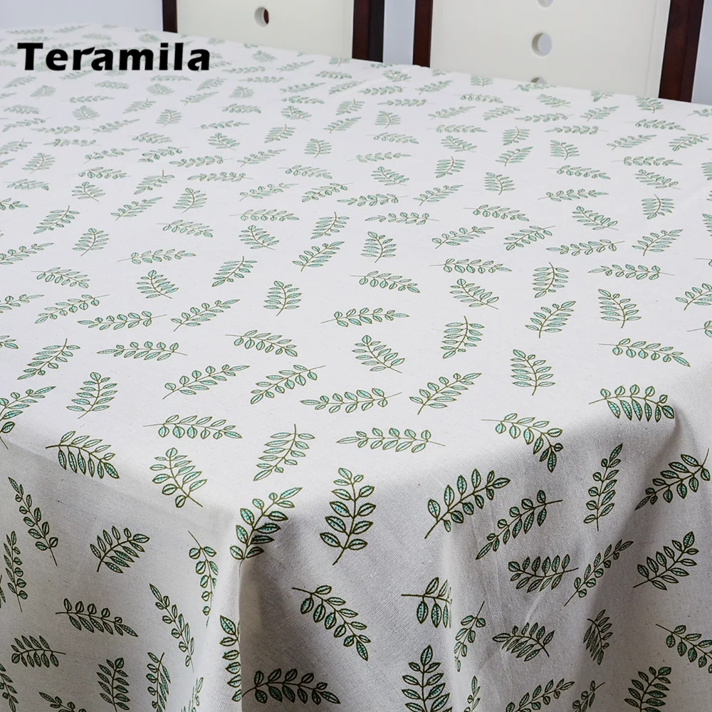 Teramila Thick Tablelcoth Linen With Lace Leaves Design Table Cloth For Home Party Kitchen Rectangular Square Dining Table Cover
