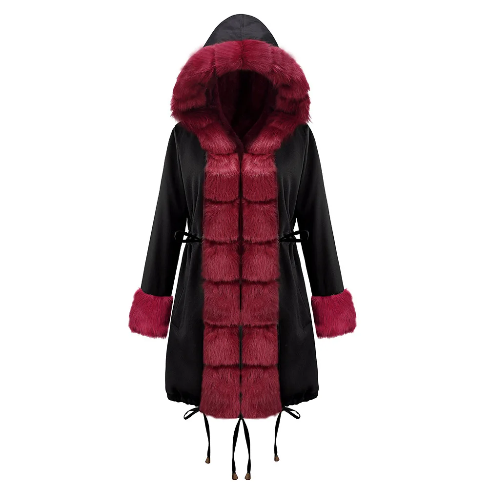 Меховое пальто для женщин, зимняя теплая коллекция, Женская длинная куртка, Женская парка, Женская Теплая стеганая куртка, Длинная женская зимняя куртка с капюшоном Cd6052