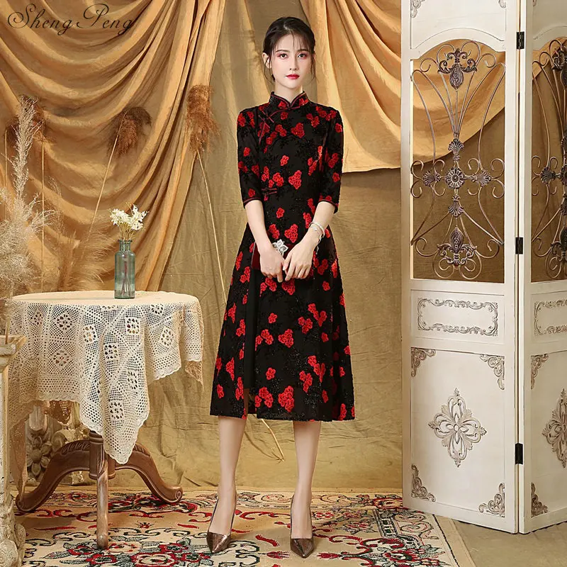 Элегантное китайское платье, современное атласное платье cheongsam, китайское свадебное платье cheongsam, традиционное китайское платье qipao V1832