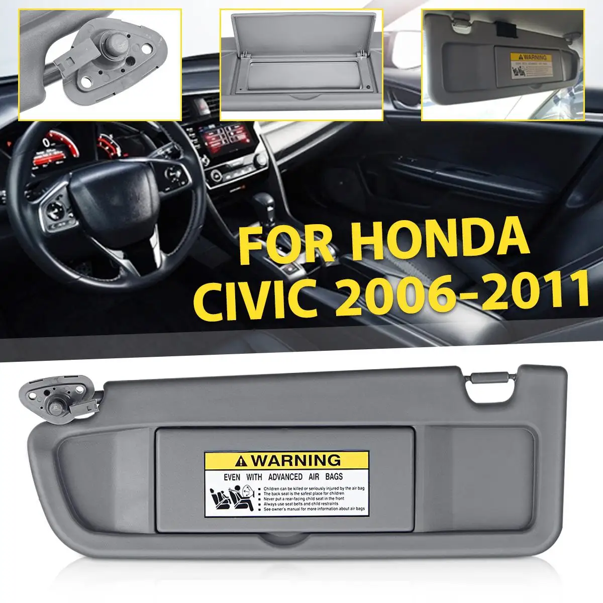 

Left Driving Car Front Interior Driver/Passenger Side Sun Visor Mirror for Honda for Civic 2006 2007 20008-2011 83280-SNA-A01ZA
