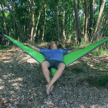 

Nylon Double Person Hammock Adult Camping Outdoor Backpacking Travel Survival Garden Swing Hunting Sleeping Bed Portable Hammock