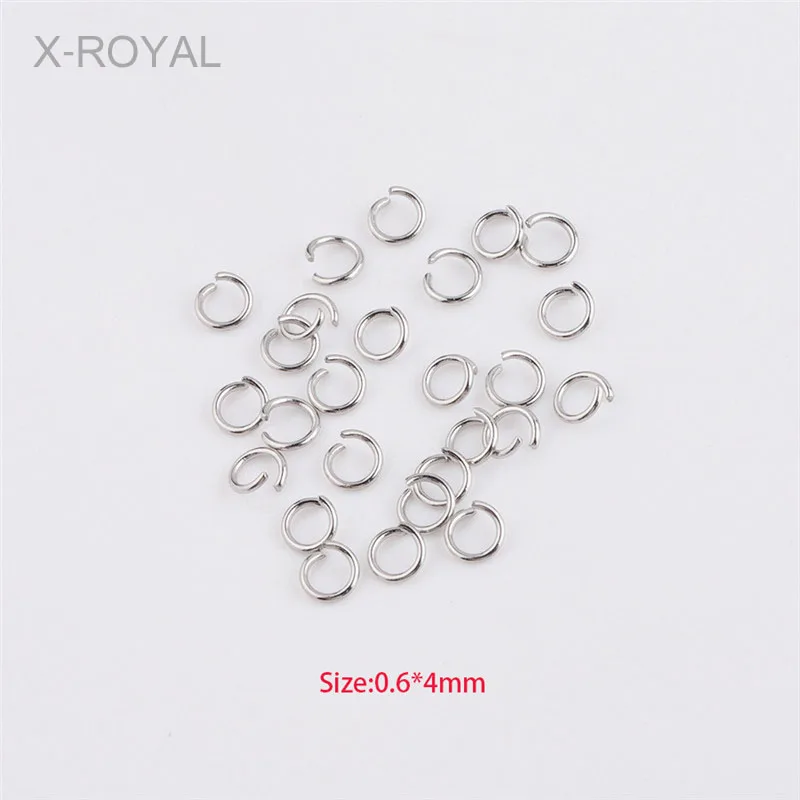 

X-ROYAL 100Pcs/lot 0.6*4mm Stainless Steel Single Loop Open Jump Rings Handmade Jewelry DIY Making Findings Connector Split Ring