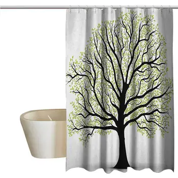 

Tree of Life Cool Shower Curtain Rustic Big Old Lush Tree with Lot of Leaves and Branches Nature Growth Eco Art Bathroom Decor