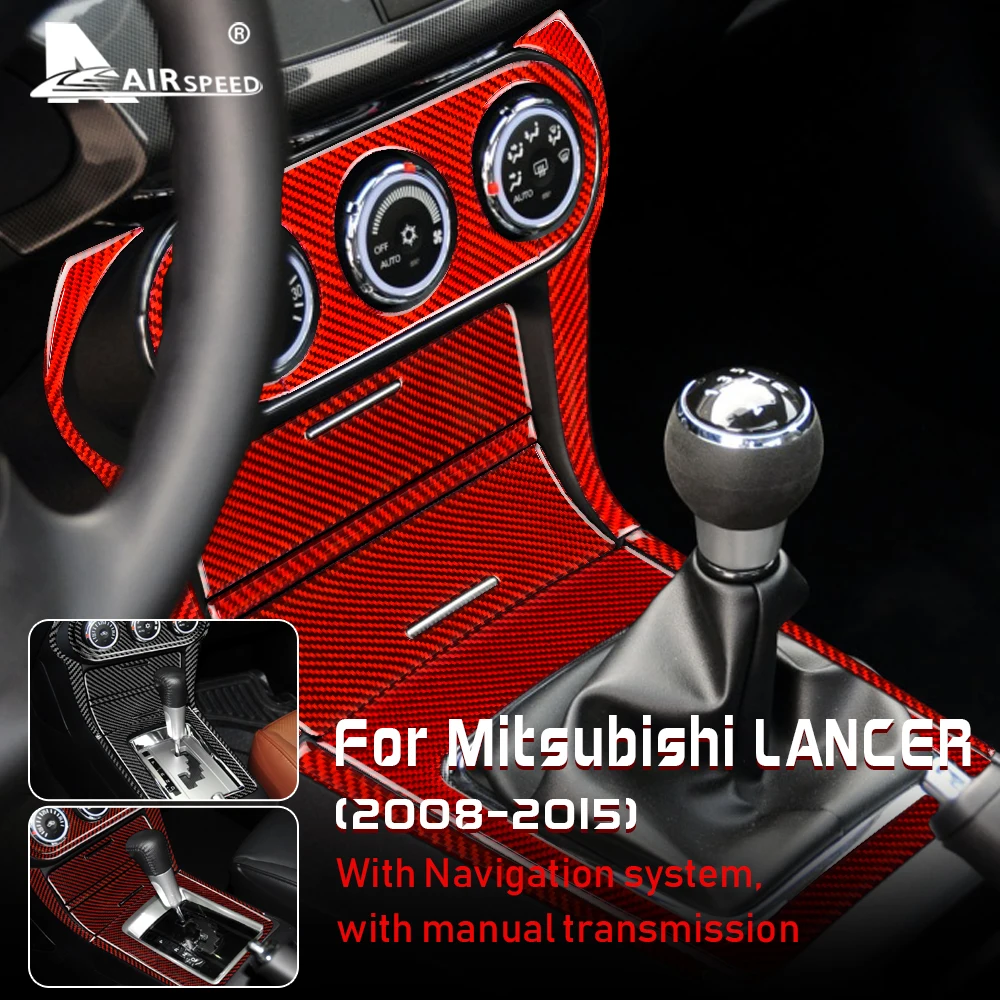 

AIRSPEED Carbon Fiber for Mitsubishi Lancer 2008-2015 Accessories Interior Trim Central Control Gear Shift Panel Cover Sticker