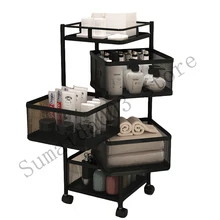 Estante de almacenamiento para cocina, anaquel giratorio multicapa para frutas y verduras, con ruedas, gran capacidad móvil