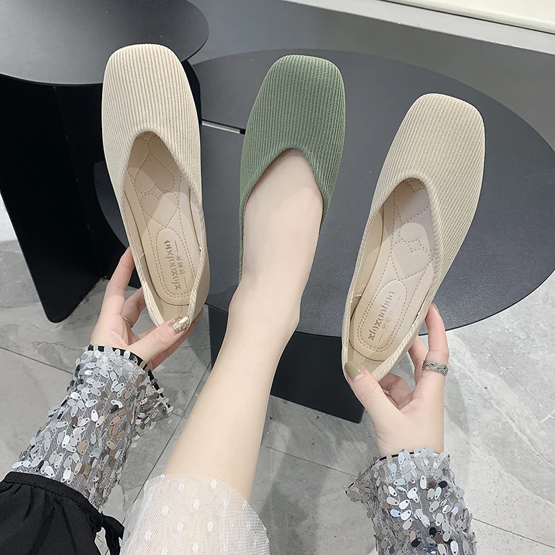 

2020 Spring Women Square Toe Shallow Ballet Flats Ballerina Shoes Slip on Flat Loafers Casual Flat Shoes Flats Zapa U19-90