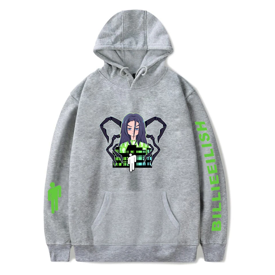 Suitable Billie Eilish, толстовки для женщин и мужчин, модные толстовки с капюшоном для девочек, уличная одежда с принтом Billie Eilish, повседневные серые пуловеры