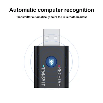 

USB Bluetooth 5.0 Receiver Adapter AUX 3.5mm Audio Jack Stereo Wireless Transmitter for Laptop TV PC Car Kit