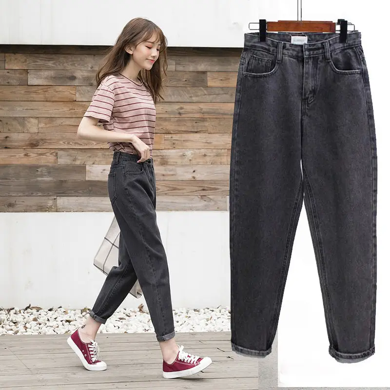 High Waisted Jeans Woman Harajuku Style Black Pants Loose Denim Joggers  Women Cargo Pants Baggy Jeans Vintage Streetwear|Jeans| - AliExpress