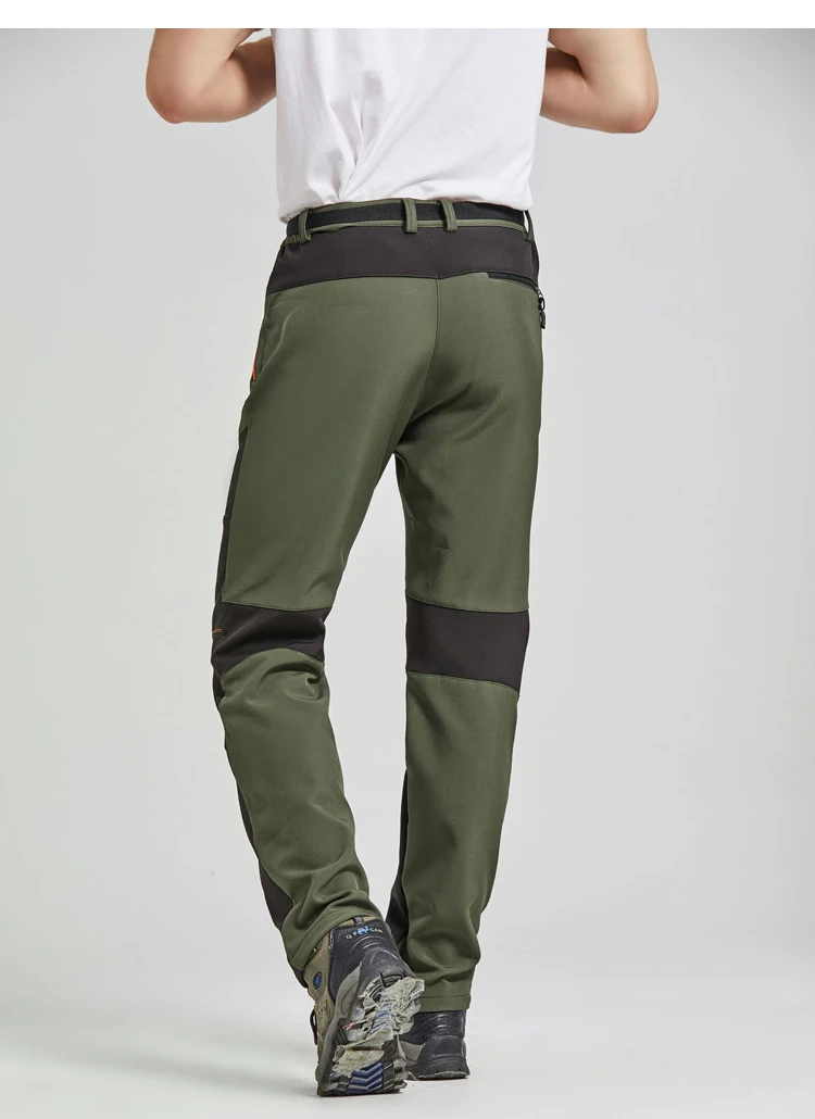 TRVLWEGO Keep Warm Winter Travel Pants Men Outdoor Camping&hiking Pants Soft Shell Waterproof Fleece Windproof Skiing Trousers