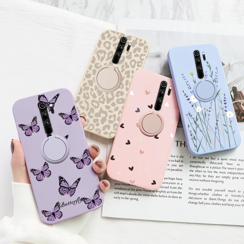 pouch phone For Xiaomi Redmi Note 8 Pro Case Magnetic Ring Holder Soft Silicone Cover For Xiaomi RedmiNote8Pro RedmiNote8 Bumper Shell Etui cell phone lanyard pouch