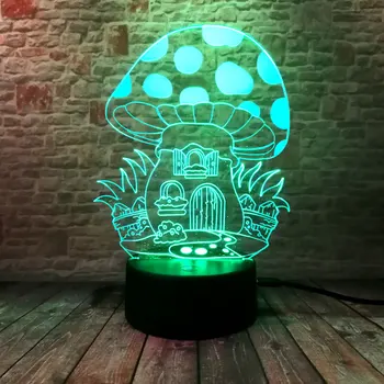 

Lovely 3D Illusion Led Lamp 7 Colorful Changing Desk Nightlight Mushroom Plant Action & Toy Figures